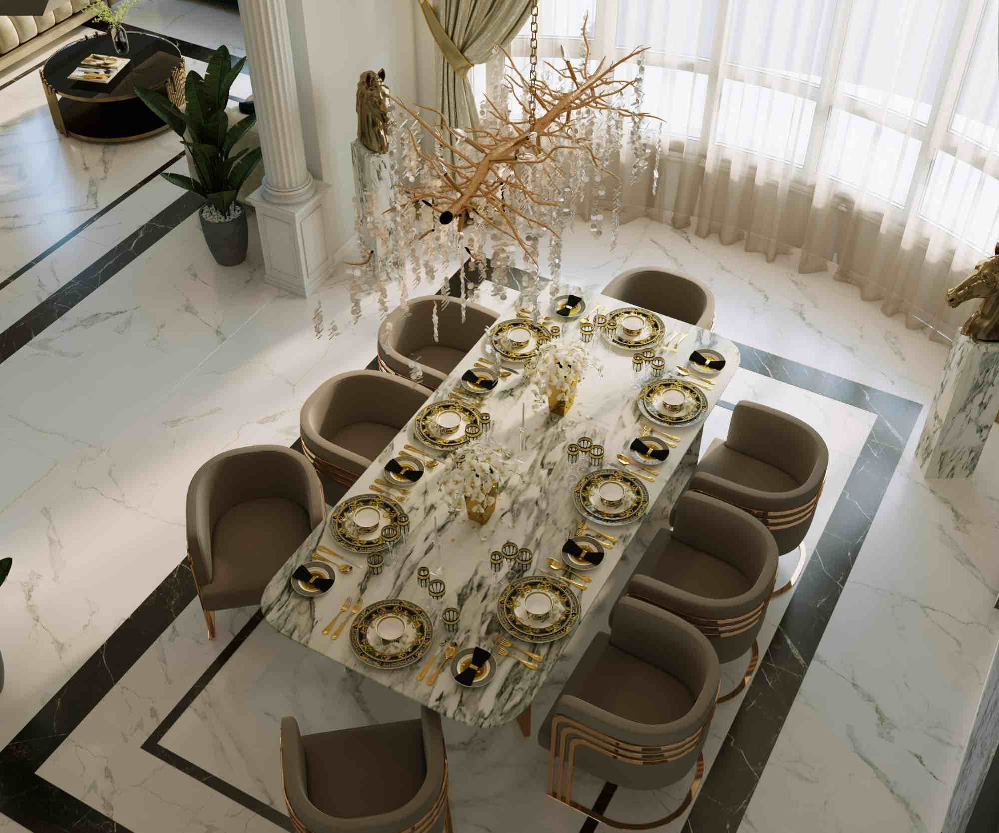 New Classic - Majlis - Dining - Memar Group - مجموعة معمار