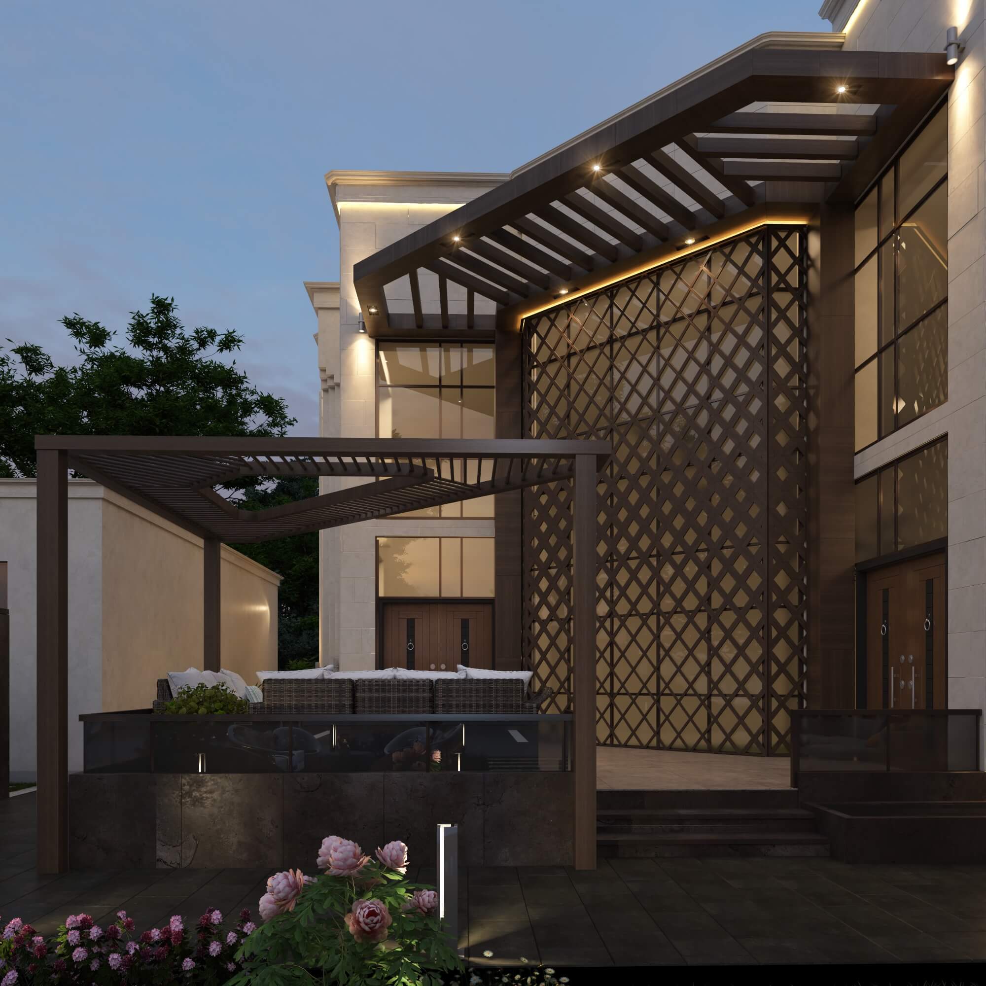 Villa Landscape & Elevations - Memar Group - مجموعة معمار